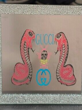 Luxury Pink Snake Logo Wall Desk Mirror